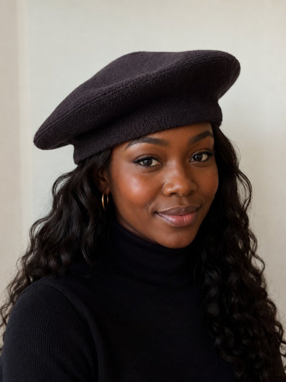Stretchy Solid Purple Beret